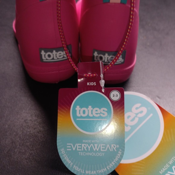 Totes Rubber Waterproof Rain Kids Boots Pink - Picture 4 of 6